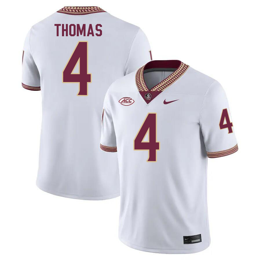 #4 Keir Thomas Florida State Seminoles Jerseys Football Stitched-White